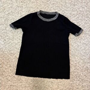 Giordano Black Short Sleeve Ribbed Knit Shirt